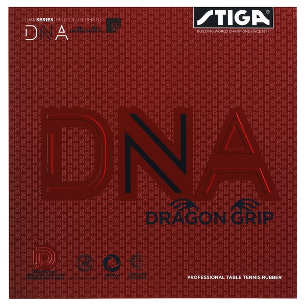STIGA DNA Dragon Grip Table Tennis Cover 55, 2.3 for Maximum Control and Rotation, Black