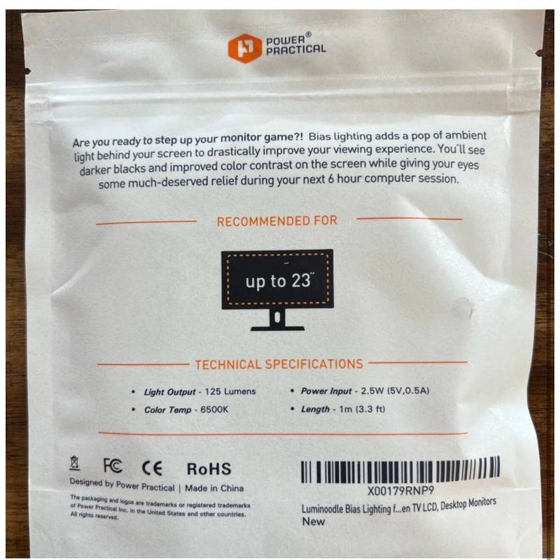 Power Practical NEW Luminoodle M 24"-27” TV & Monitor Bias