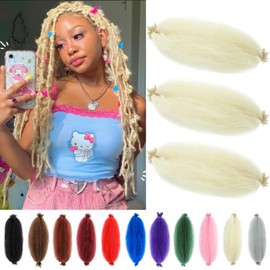 Springy Afro Twist Hair 24 Inch 3 Packs Pre Fluffed Marley Twist Braiding Hair for Black Women (24 inch, 613)