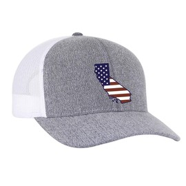 Heritage Pride Grey Heather and White American Flag Embroidered State Pride Hats-California