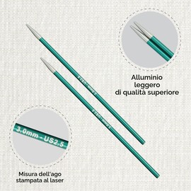 KnitPro Zing - Ferri circolari intercambiabili, 13 cm, 3 mm
