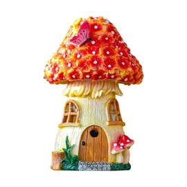 Roarrter Outdoor Statue Fairy and Gnome House Waterproof Mushroom Figurines for Outside Patio Lawn Decor