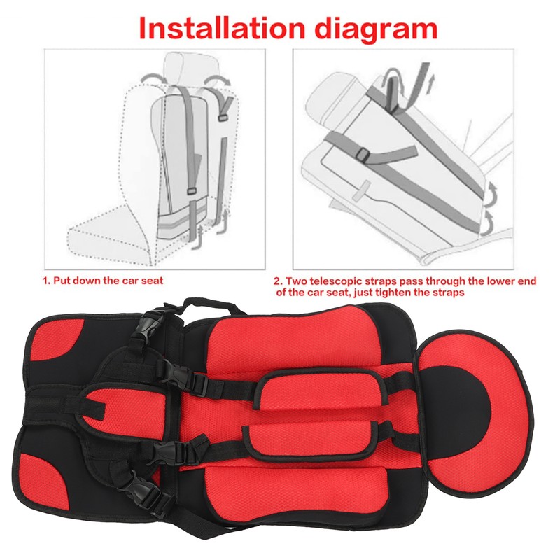 Children Safety Seat Simple Car Portable Seat Foldable Adjustable Strap