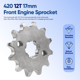 CQSPMOTO 420 12T 17mm Motorcycle Front Engine Sprocket Compatible with 50cc 70cc 90cc 110cc 125cc 140cc 160cc Engine Honda TaoTao Loncin Roketa Coolster Sunl Lifan Chinese ATV Quad Dirt Bike 4 Wheeler