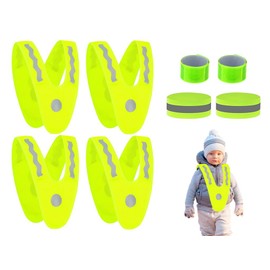 Hitopin Lightweight Children's High Visibility Vest, 4 Pieces High Visibility Vest Children with 4 Reflective Bands, V-Shape Lightweight Children's Safety Vest, Safety Vest for Children, for Children,