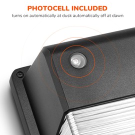 JJC LED Wall Pack Light with Photocell,28W(150-250W Replacement),3000LM 3000K-Warm White Dusk to Dawn LED Outdoor Lighting,100-277V Outdoor Security Lights