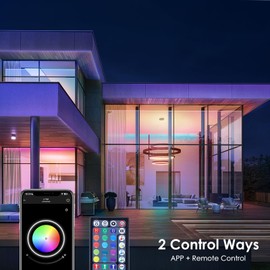 HOVVIDA LED Strip 15 m, 1 Roll, 30 LEDs/Metre, RGB 5050 LED Strip, 450 LED, App and Remote Control, Music Mode, Timing Mode, LED for Room, Living Room, Kitchen, Bedroom, Bar, Party