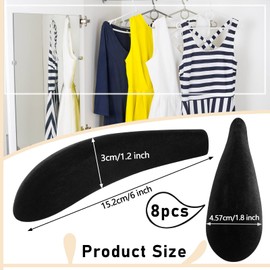 8 Pieces Velvet Hanger Shoulder Pads Over Hanger Pads Black Form Shoulder Shaper Protectors for Coat Sweaters Racks are Not Included, 0.21 Inch Thickness