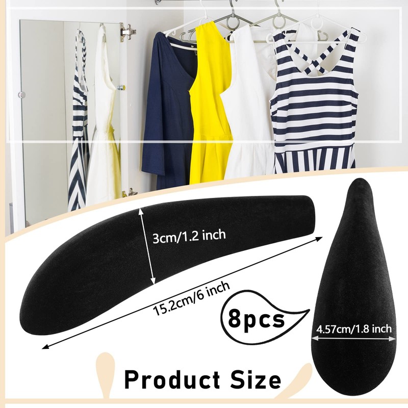 8 Pieces Velvet Hanger Shoulder Pads Over Hanger Pads Black