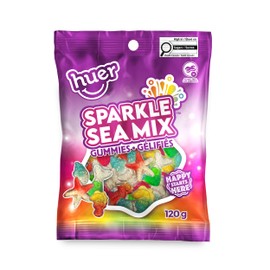 Huer - Sparkle Sea Mix - Pack of 3, Assorted Flavoured Soft & Chewy Gummy Candies, 120g Bags