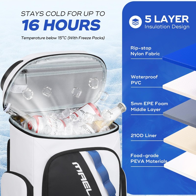 Maelstrom Backpack Cooler,36 Can Cooler Backpack,Soft Cooler Bag Insulated Leakproof,Lightweight