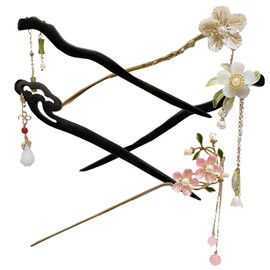 YouXiaor Hair Sticks, Pack of 5 Wooden Hair Sticks, Hair Sticks, Chopsticks, Leopard Pattern, Retro Hair Pins, Hair Sticks, Hair Accessories, Disc, Vintage Style, Long Chinese Hair Pins for Women and