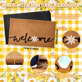 Spring Easter Doormat Coir Door Mat Colorful Print Decoration Indoor Outdoor Entrance Non Slip Doormats for Spring Summer Front Door Rugs, 29.5 x 17.7 Inch(Daisy)