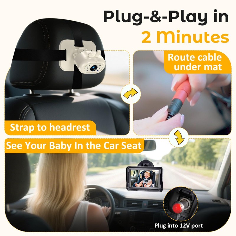 AMTIFO Baby Car Camera 1080P HD Plug-Play Monitor: 4.3 Inch