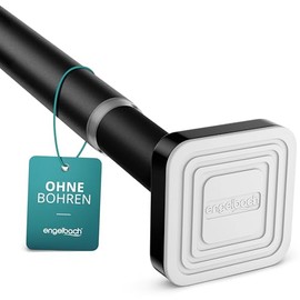 Engelbach® Curtain Pole without Drilling, Solid Carbon Steel (Diameter 25 mm) for Stable Hold, Individually Adjustable Telescopic Rod, Clamping Rod, Curtain, Black, 210-260 cm