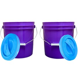 House Naturals 2 Gallon Food Grade Plastic Bucket with Screw on lid Made in USA containers- Pack of 2