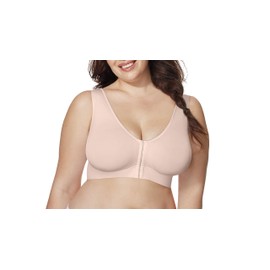 JUST MY SIZE Women's Pure Comfort Front Close Wirefree Bra MJ1274, Sandshell, 2X