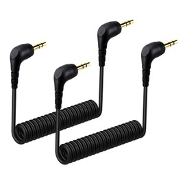 2-Pack 3.5mm Microphone Cable Compatible with DJI Mic Mini & Hollyland Lark M2S Wireless Microphone Receiver, Coiled Dual 3.5mm TRS Patch Cable Audio Mic Cord for DSLR Cameras