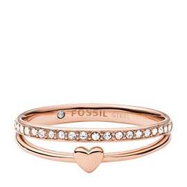 Anillo Fossil JF03460791 Hearts To You de acero inoxidable en color oro rosa para dama talla: 7