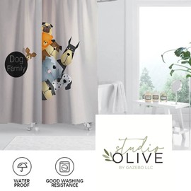 Funny Dogs Shower Curtain For Kids Includes 12 Metal Hooks, on Lavender As Base . A Shower Curtain Set 72"x72" for Toddler Shower or Bathtup Bathroom Decor in Polyester and Washing Machine Safe