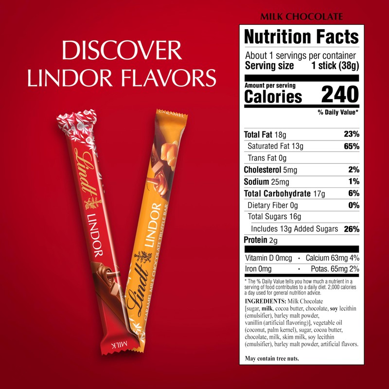 Lindt LINDOR Milk Chocolate Truffle Bar, Chocolate Candy Bar with