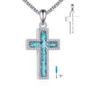 CUPENDA Cross Urn Necklaces for Ashes 925 Sterling Silver Turquoise