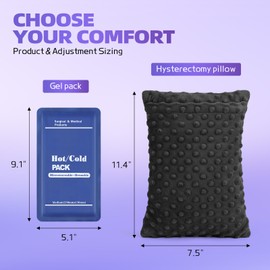 okmaba Hysterectomy Recovery Pillow with Hot/Cold Pack Pocket - Abdominal Surgery Recovery Pillow for Women, C-Section & Tummy Tuck Must Haves, Post Op Support Cushion (Black)