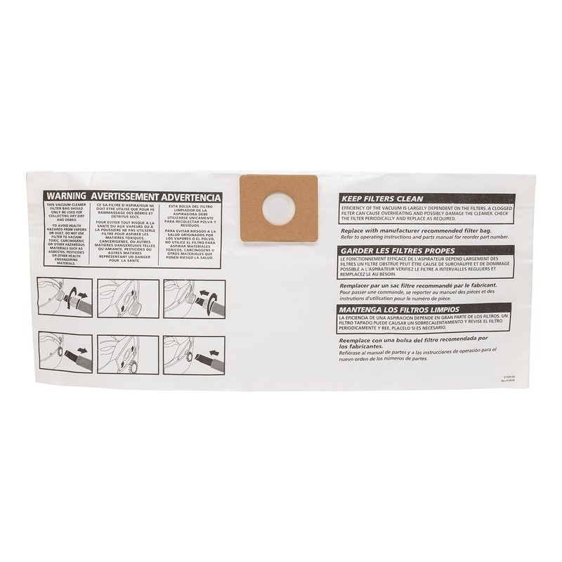 Shop-Vac 90660 Disposable Vacuum Filter Bags, Fits 4 Gallon Tanks,