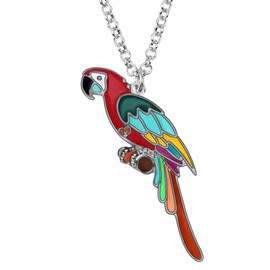 DOWAY Charm Metal Colorful Enamel Tropic Macaws Parrot Bird Pendant Necklace for Women Alloy Chain Fashion Jewelry Gifts (Multicolor)