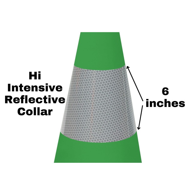 CJ Safety 18" Black Base Green PVC Traffic Safety Cones
