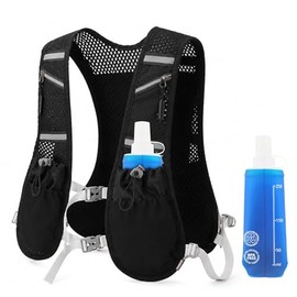 Running Vest Women Men with Water Bottle, Adjustable Chest Straps, Hydration Backpack Vest, Ultralight Reflective Running Vest with 250 ml Water Bottle, for Running, Cycling, Outdoor