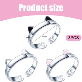 DHWEKU JewelryPalace Ring Cute Cat Paw Open Adjustable Ring 925 Silver Cat Paw Print Silver Rings Women's 925 Rings Women Ring Sterling Silver Finger Girls Gift Jewellery