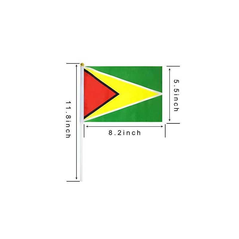 10 Pack Guyana Guyanese Flags on Stick 5x8 Inch,Patriotic Decorations,Classroom