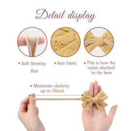 10 x Baby Girl Headbands, Hair Bows Nylon Cotton Linen Hair Bands, Handmade Hair Accessories for Newborns, Toddlers, Little Girls and Children, 3.5 Inches