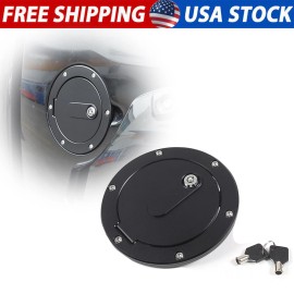 encar88_8 Black Lock +Key+ Alloy Gas Fuel Tank Door Cover Cap For Toyota Tundra 2007-21 US