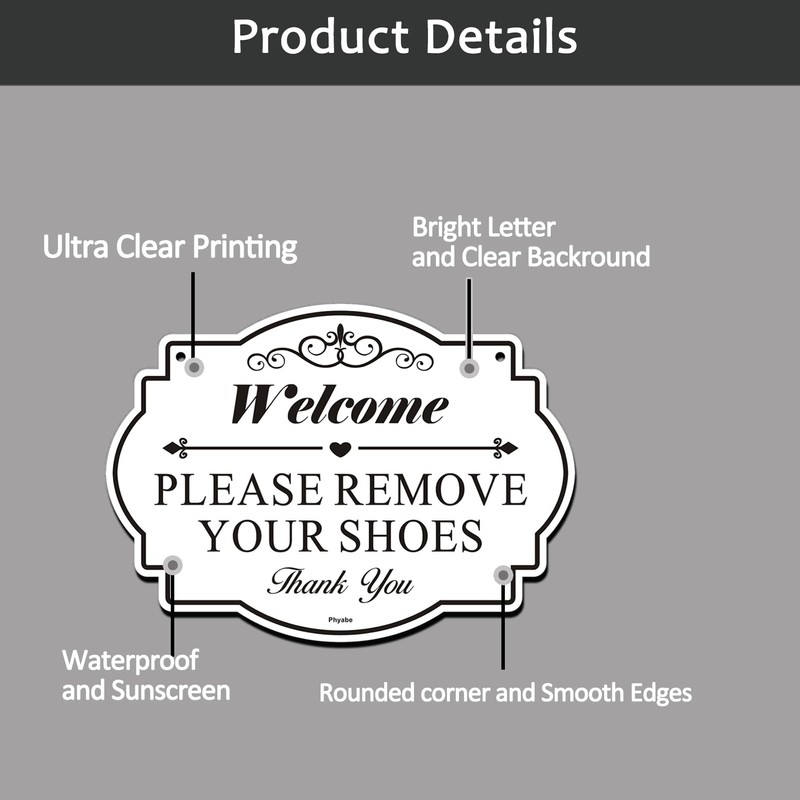 2 Pack Please Remove Your Shoes Sign, 10” x 7”
