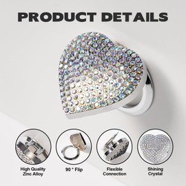 Rislobx Bling Heart Car Engine Start Button Cover, Crystal Anti Scratch Protective Cover for Push Start Button, Bling Ignition Button Decor Car Interior Accessories for Women （Colorful)