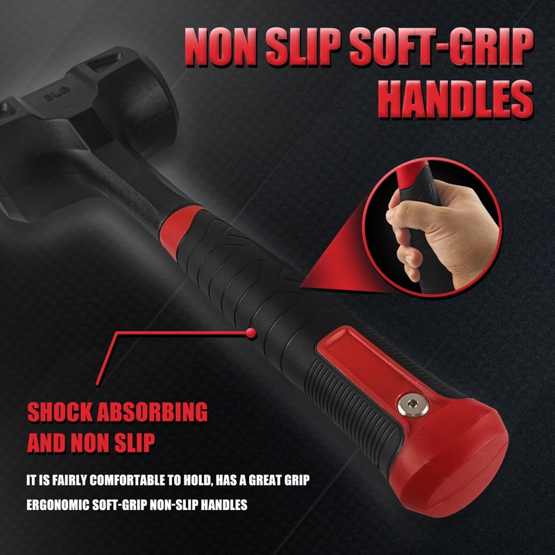 YIYITOOLS 3LB (48oz) Dead Blow Hammer, Heavy Duty One-Piece Forged