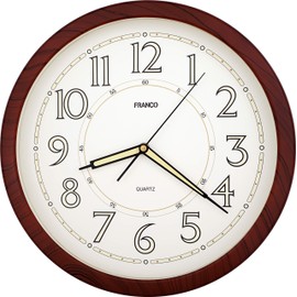14 Inch Luminous Quality Simplicity Large Easy to Read Wall Clock Sweep Non-Ticking Movement for Home Decor (W81LD-BD Burgundy)