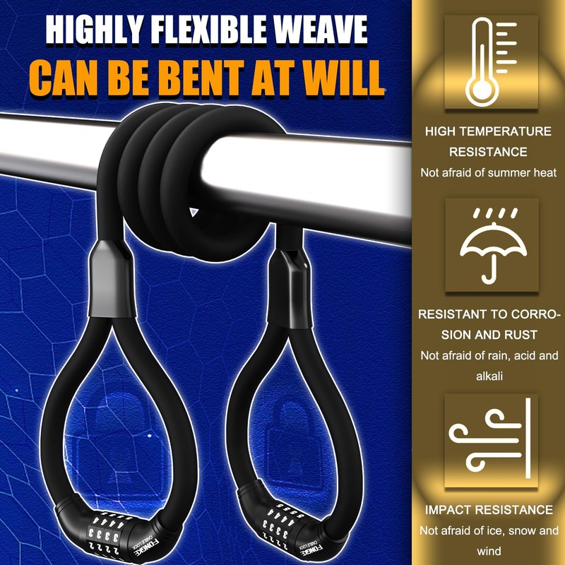 E Scooter Lock, Double Combination Lock with 4-Digit Code, Lock