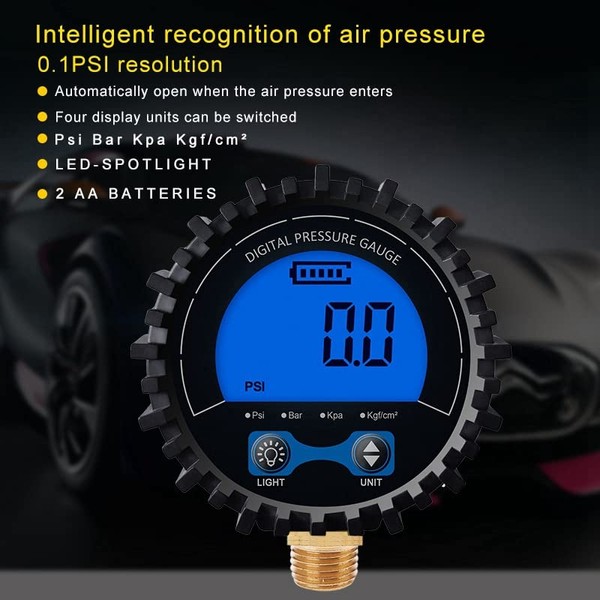 TEITEYER Tire Pressure Gauge Digital Tire Tester Display Air Pressure Manometer Quick Connect Coupler Thread 1/8