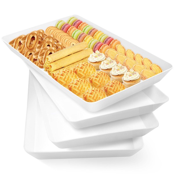WOWBOX Serving Tray for Entertaining, Happy Halloween Serving Platters for Fruit, Cookies, Dessert, Snacks, Reusable Plastic Trays for Serving Food and Pantry Organization in Kitchen & for Parties