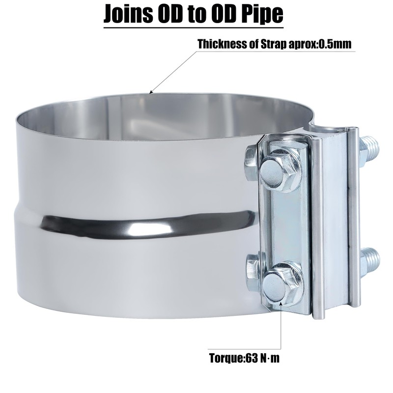 Vitonsbay 5 inch Exhaust Clamp, Lap Joint Exhaust Band Clamp