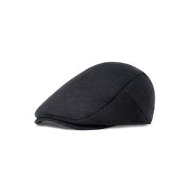 BABEYOND Beret Cap Men's Gatsby Peaked Cap Newsboy Flat Cap Beret Hat, Black (black-2), M