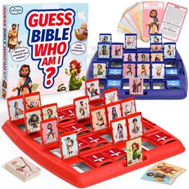 Juegos de Adivina Quién Soy de la Biblia de Garybank para Niños, 24 Personajes de la Santa Biblia con Historia de Vida y Tarjetas de Versículos, Suministros de Estudio de Trivia Bíblica para Escuela