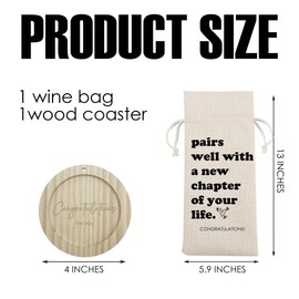 Pairs Well With A New Chapter Of Your Life-Burlap Wine Bags With Drawstrings-Congratulations Bottle Bags For Colleague Coworker-Reusable Wine Gift Bags For Farewell Party Going Away Favors-A04