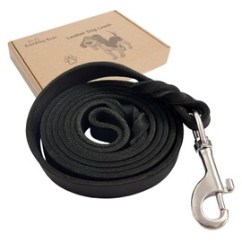 Leather Dog Leash 8ft, Dog Leashes for Large Dogs Heavy Duty, Soft and Strong Braided Leather Leashes for Large Breeds, Dog Training Leash for Small Medium Large Dogs (8ftx3/4inch, Black)