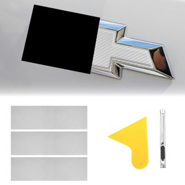 QianBao QianBao Compatible with Carbon Fiber Vinyl Wrap 11.8" x 4" Chevy Bowtie Emblem Wrap Kit with Spatula and Cutter 3 Pcs Universal Logo Overlay White