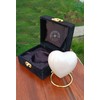 White Cremation Urn for Ashes Keepsake Heart Urn with Black