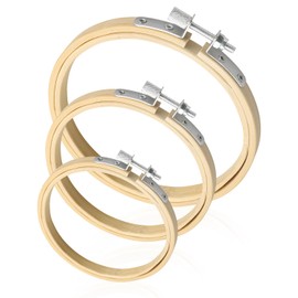 Luckious 3 Pcs Round Embroidery Hoops - Bamboo Circle Cross Stitch Hoop Rings for Handmade Art Craft Supplies